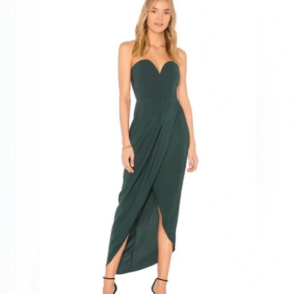 Shona Joy Dresses & Skirts - Shona Roy U Wire Strapless Bustier Tulip Midi Dress in Seaweed Green Size 4